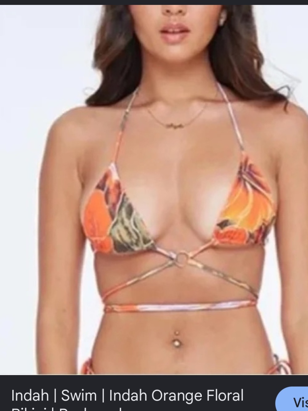 Indah Orange Floral Wrap Triangle Bikini Top